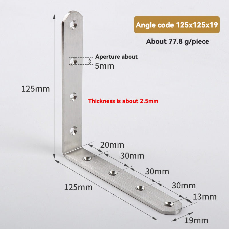 Thickened Pure Stainless Steel Corner Code 90 Degrees Right Angle Bracket /8PC