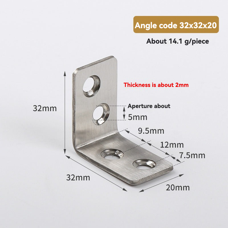 Thickened Pure Stainless Steel Corner Code 90 Degrees Right Angle Bracket /8PC