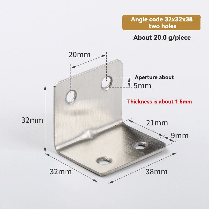 Thickened Pure Stainless Steel Corner Code 90 Degrees Right Angle Bracket /8PC