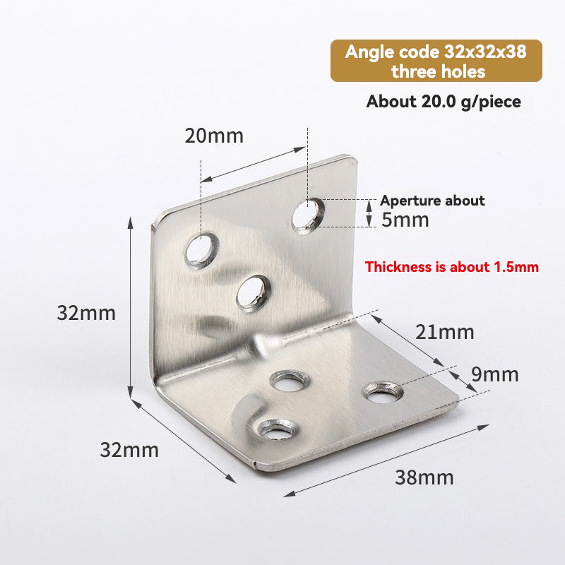 Thickened Pure Stainless Steel Corner Code 90 Degrees Right Angle Bracket /8PC