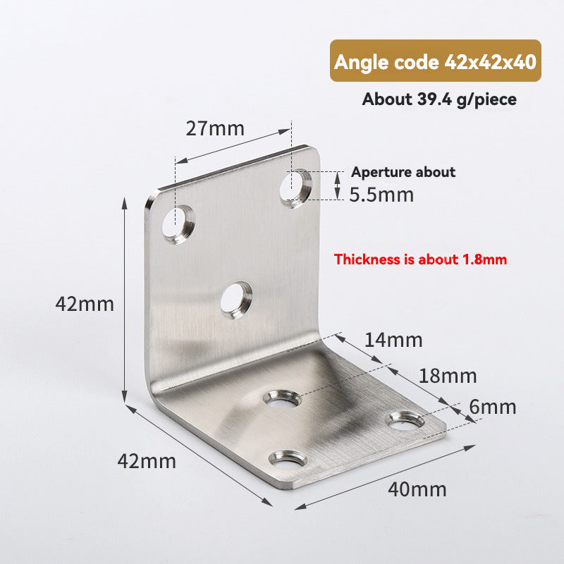 Thickened Pure Stainless Steel Corner Code 90 Degrees Right Angle Bracket /8PC