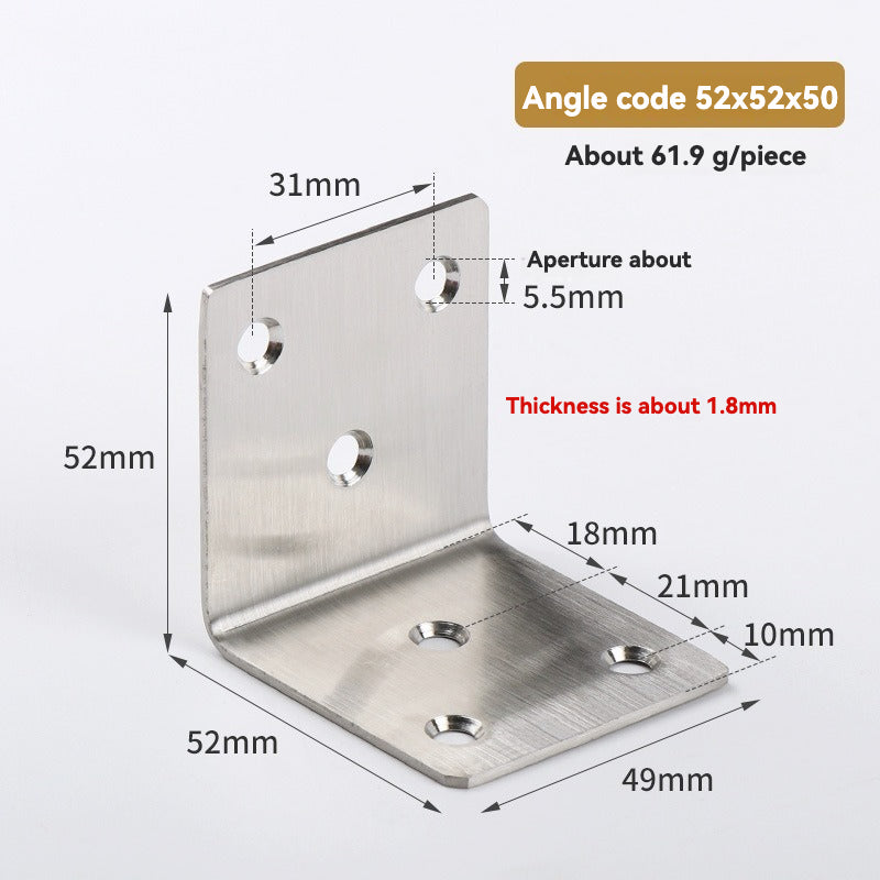 Thickened Pure Stainless Steel Corner Code 90 Degrees Right Angle Bracket /8PC