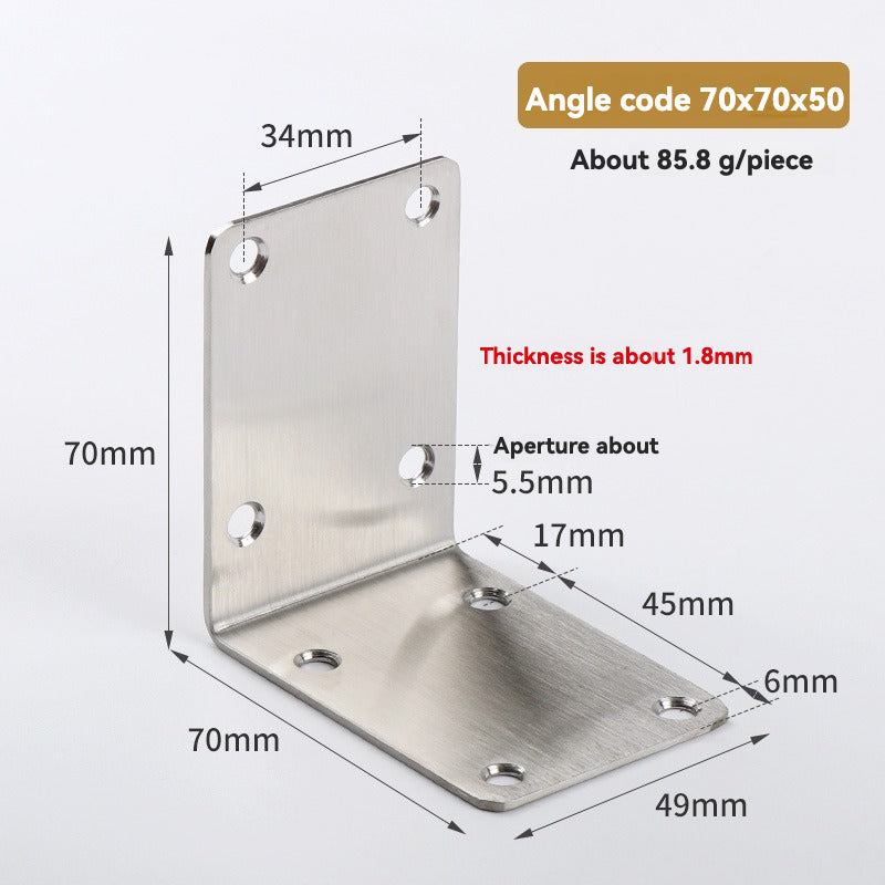 Thickened Pure Stainless Steel Corner Code 90 Degrees Right Angle Bracket /8PC