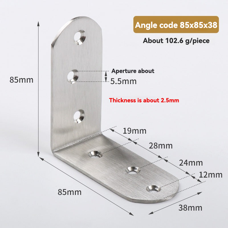 Thickened Pure Stainless Steel Corner Code 90 Degrees Right Angle Bracket /8PC