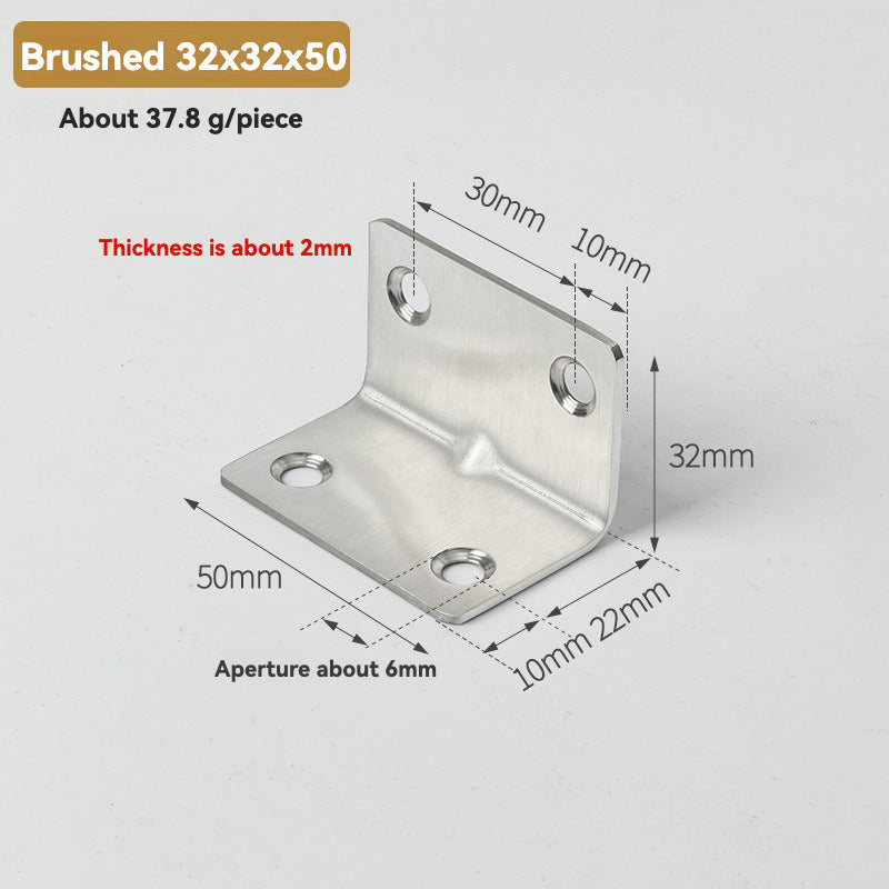 Thickened Pure Stainless Steel Corner Code 90 Degrees Right Angle Bracket /8PC