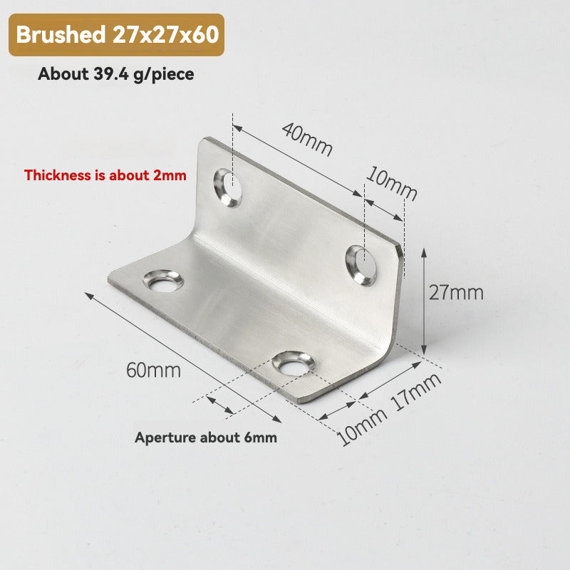 Thickened Pure Stainless Steel Corner Code 90 Degrees Right Angle Bracket /8PC