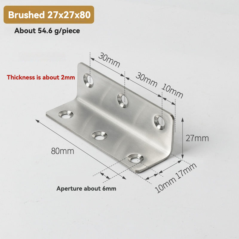 Thickened Pure Stainless Steel Corner Code 90 Degrees Right Angle Bracket /8PC