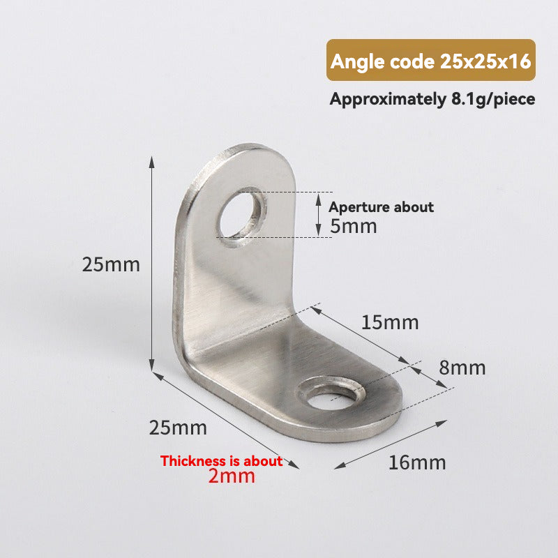 Thickened Pure Stainless Steel Corner Code 90 Degrees Right Angle Bracket /8PC