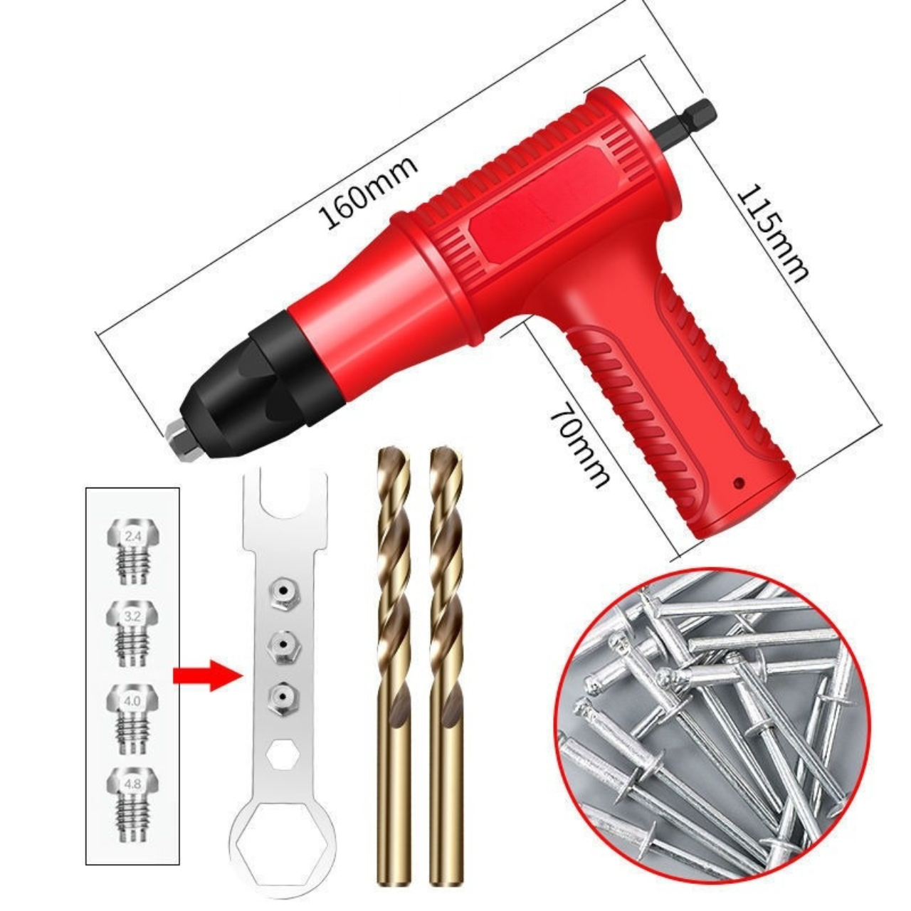 Electric rivet gun, rivet gun, rivet machine, Rivet Tool, Cordless Drill Rivet Adapter