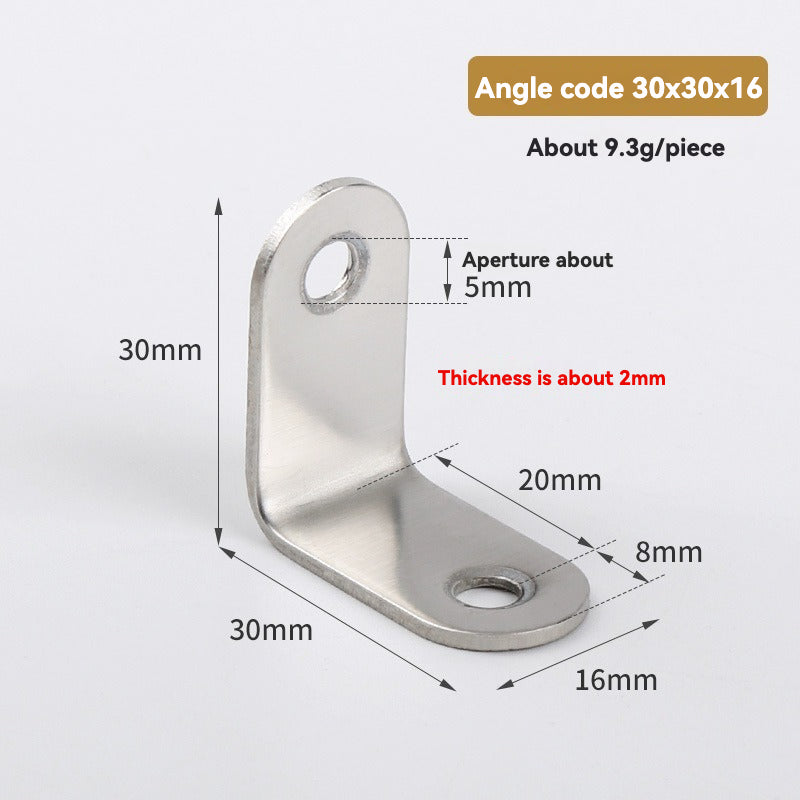 Thickened Pure Stainless Steel Corner Code 90 Degrees Right Angle Bracket /8PC