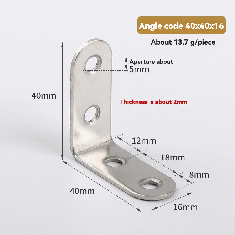 Thickened Pure Stainless Steel Corner Code 90 Degrees Right Angle Bracket /8PC