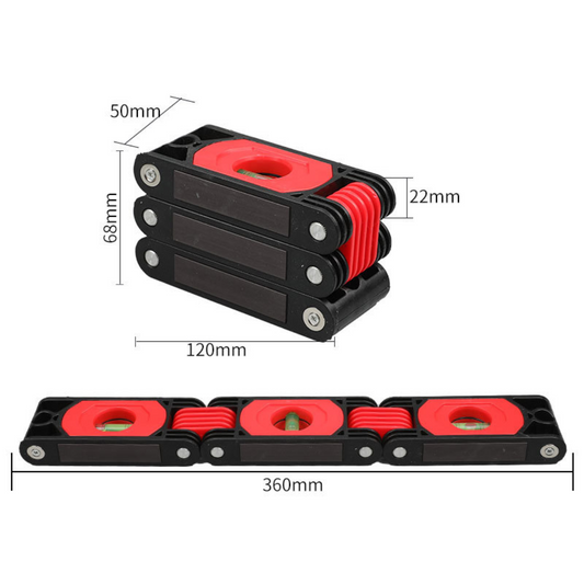 High-precision multi-function folding spirit level with multi-angle magnetic balance ruler