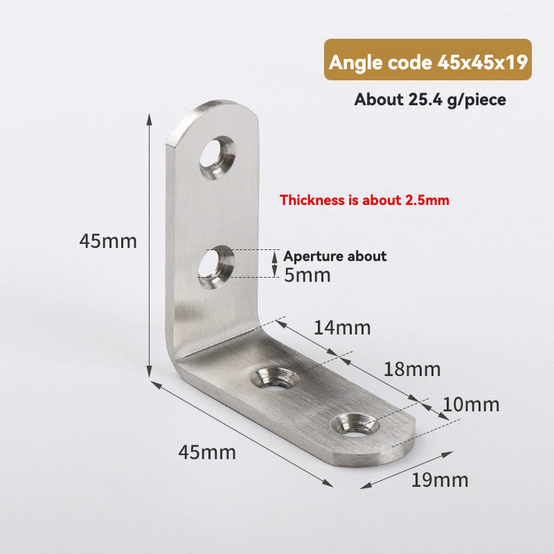 Thickened Pure Stainless Steel Corner Code 90 Degrees Right Angle Bracket /8PC