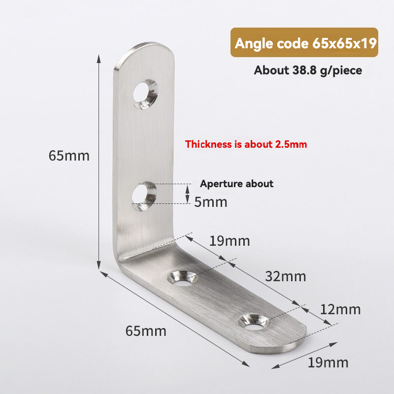 Thickened Pure Stainless Steel Corner Code 90 Degrees Right Angle Bracket /8PC