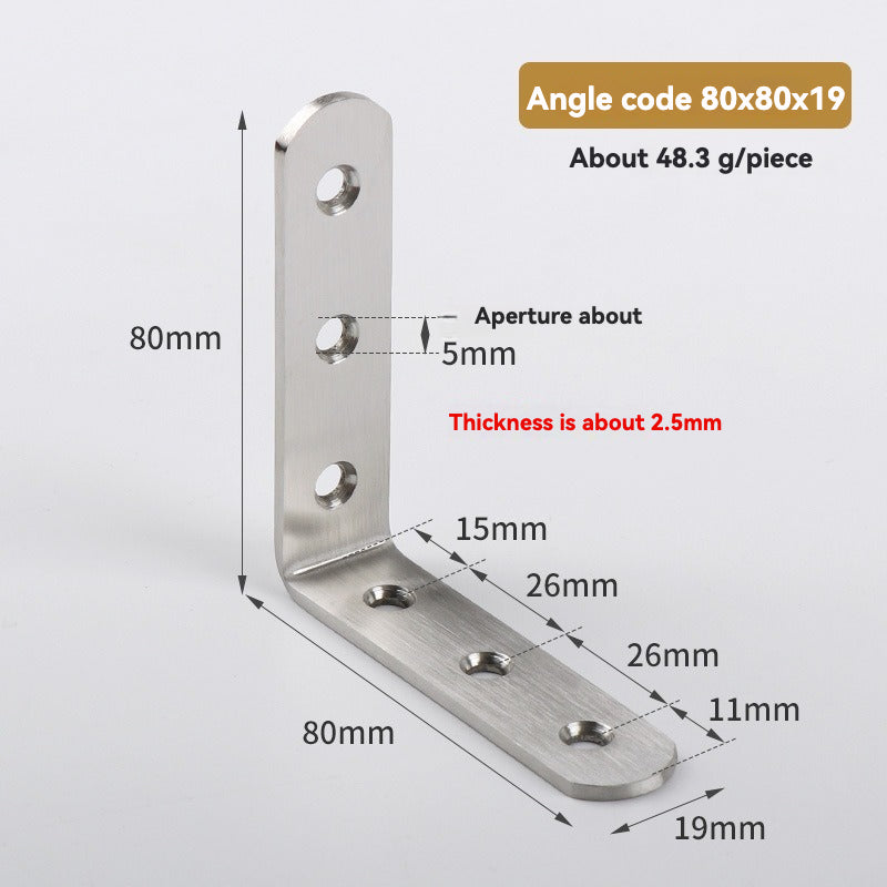 Thickened Pure Stainless Steel Corner Code 90 Degrees Right Angle Bracket /8PC