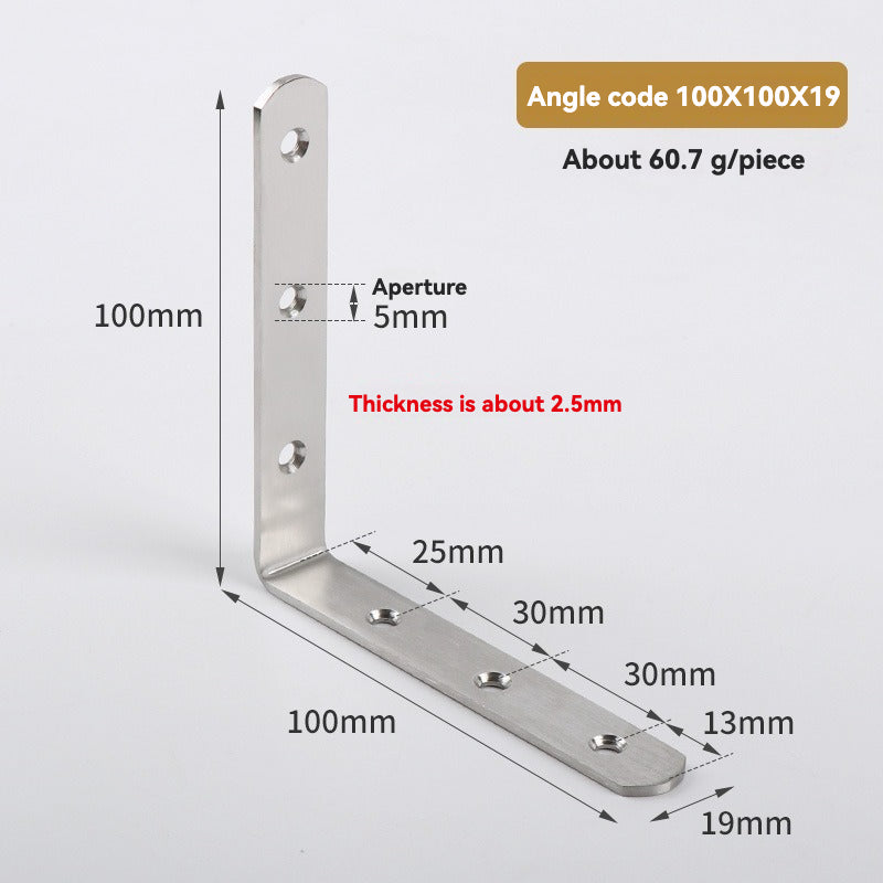 Thickened Pure Stainless Steel Corner Code 90 Degrees Right Angle Bracket /8PC