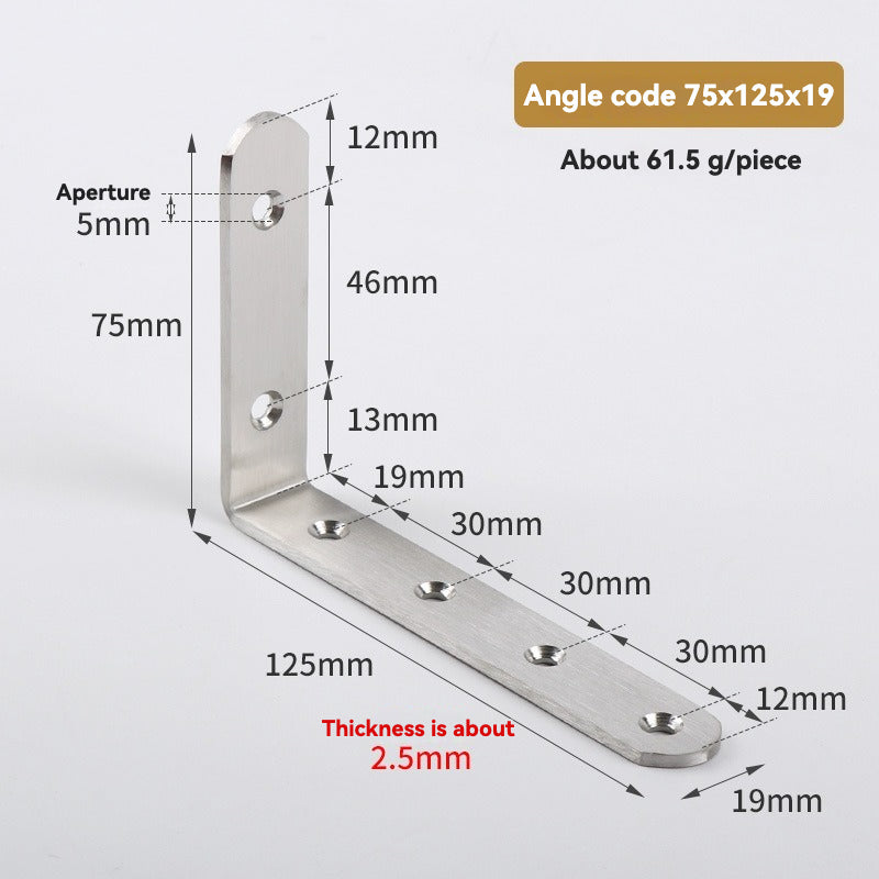 Thickened Pure Stainless Steel Corner Code 90 Degrees Right Angle Bracket /8PC