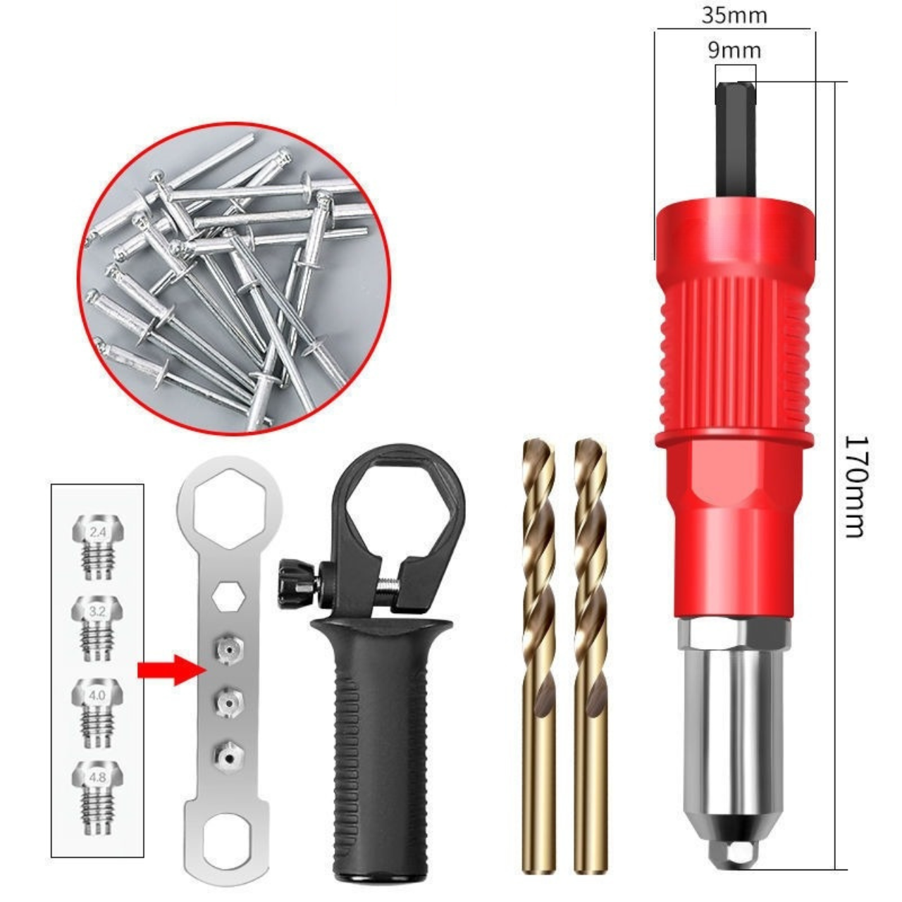 Electric rivet gun, rivet gun, rivet machine, Rivet Tool, Cordless Drill Rivet Adapter